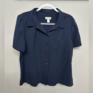 Christopher & Banks Navy Button-Down Blouse